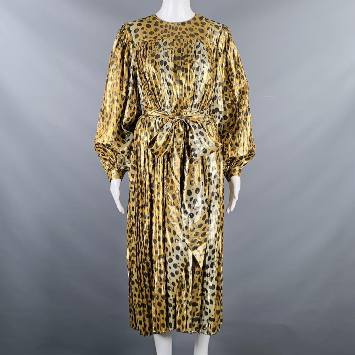 MARC JACOBS Size 0 Gold Black Silk Metallic Animal Print Pleated Dress |  eBay