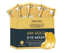 zovumu Under Eye Patches 30 Pairs 24K Gold Skin Care Eye Mask - Puffy Eyes Dar