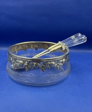 WMF Saladier + Couverts Métal Argenté Verre Jugendstil Art Nouveau Bon État