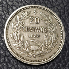 1933 Chile 20 Centavos Coin