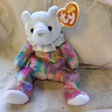 TY BEANIE BEAR 8" BIRTHDAY BEAR APRIL 2001 NEW