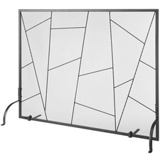 Uimoso 906x720MM Fireplace Screen 1-Panel Iron Mesh Spark Guard Contemporary