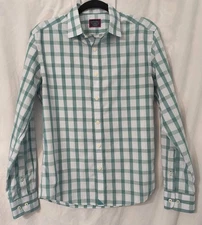 UNTUCKit Shirt Mens Small S Green Gingham Slim Fit Wrinkle Free Button Up