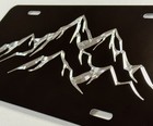 REFLECTIVE Engraved Mountains Car Tag Diamond Etched Black License Plate Gift