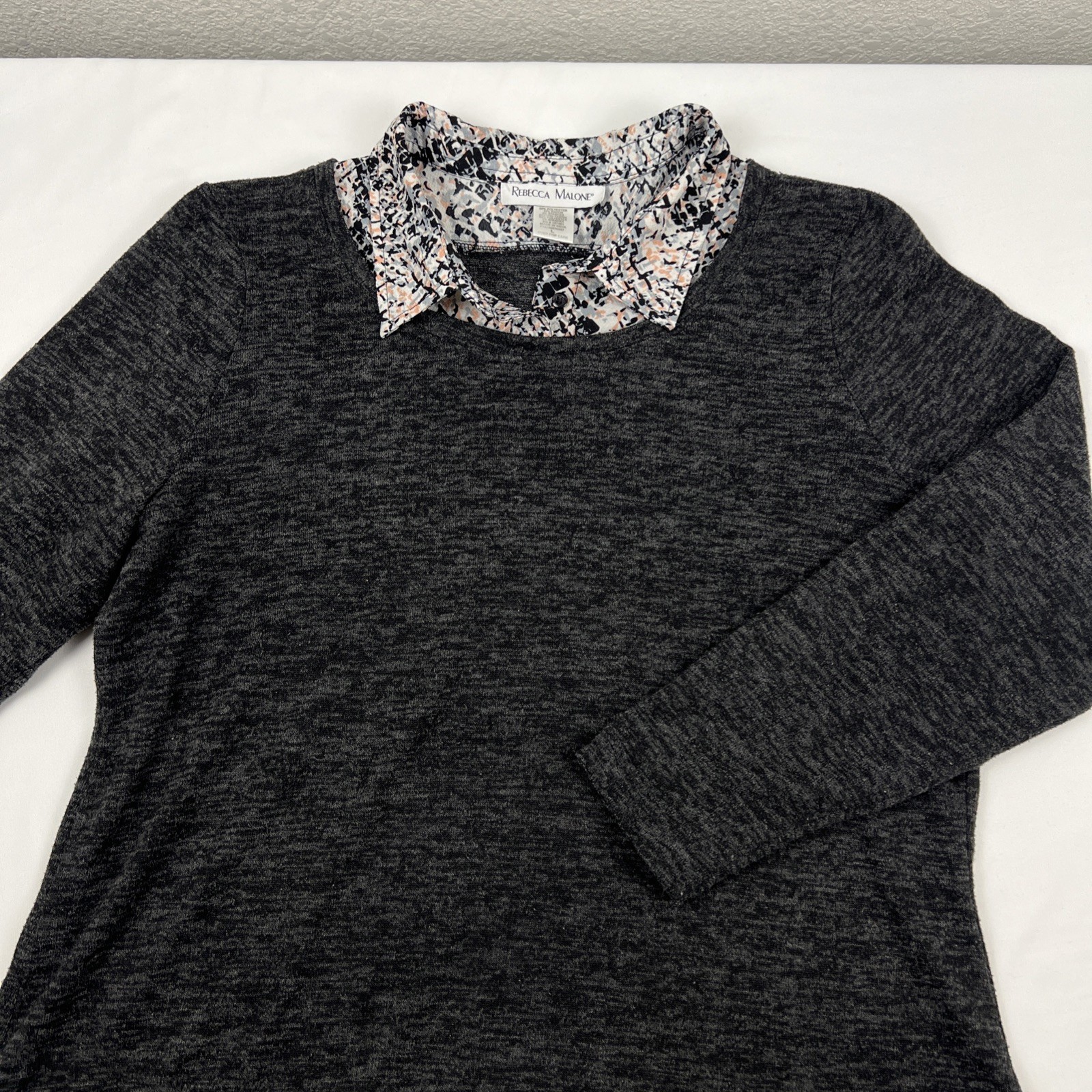 Rebecca Malone Sweater Womens Large Animal Print Layered Look Boho Casual