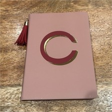 Pink Hardcover Lined Journal Notebook w/ Gold "C" Monogram  Tassel Bookmark
