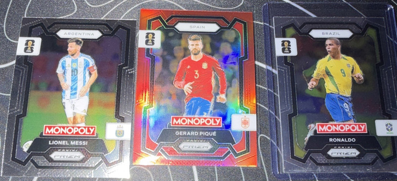 Panini Monopoly Prizm FIFA World Cup 26 Soccer Cards Lot 3 Messi Piqué Ronaldo