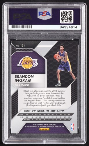 Brandon Ingram 2016-17 Prizm AUTO PSA 10 GEM MINT RC LAKERS AUTOGRAPH #131 - Picture 2 of 4