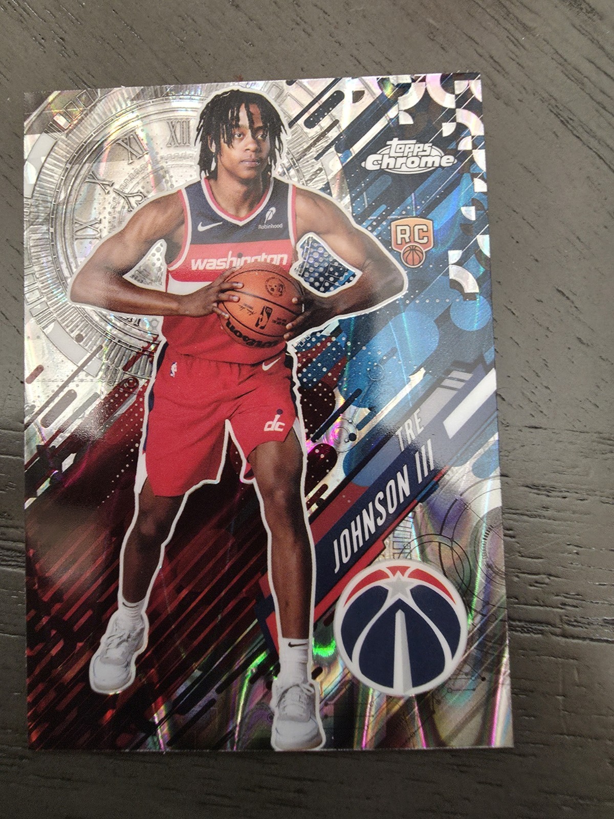 2025 Topps Chrome Tre Johnson III Go Time GT21 Wizards RC Raywave refractor