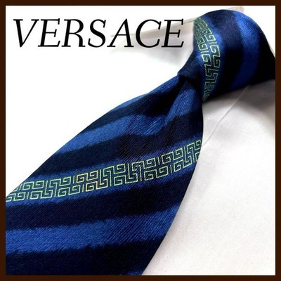 Top Zustand Versace Krawatte, Seide, Streifen, griechisches Muster, Greca, It...