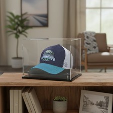 Clear Acrylic Baseball Cap Display Case with Metal Base
