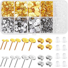 Hypoallergenic Earring Posts and Backs, 2000Pcs Stud Earrings Making Kit with E