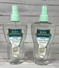 Body Fantasies FRESH WHITE MUSK FANTASY Fragrance Body Spray 8oz 2 Pack 