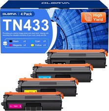 OLORVA TN433 Toner Cartridge Set -MFC L8900Cdw Toner for Brother TN433 4 PK
