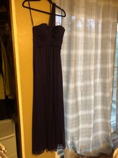 Blondie Nites Dark Purple Chiffon Floor Length Formal Gown Prom Dress Size 7
