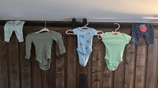 Preemie Baby Girl Clothing Lot 3 Bodysuits 2 Pants Cotton Blend Polka Dot
