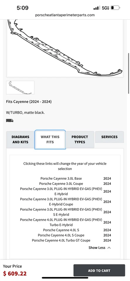 Alerón delantero para Porsche Cayenne número de pieza 9y0807061g Foto 3 de 4