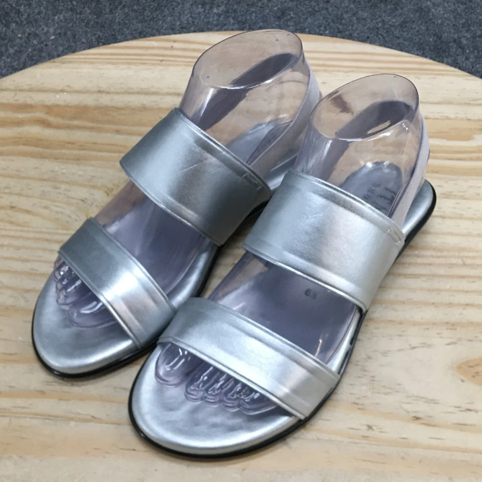 Sandalias Italianas para Mujer 6.5 Plateadas Correa con Cordones Metálicas Informales NUEVAS Foto 4 de 4