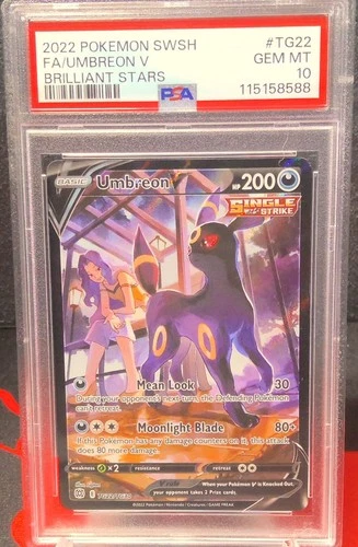 Pokémon 2022 Brilliant Stars Umbreon V TG22/TG30 Ultra Rare PSA GEM MINT 10