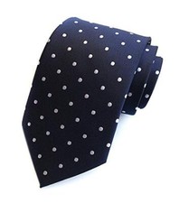 Men's Plaid Check Stripe Ties Pattern Business Formal One Size Navy White Dot