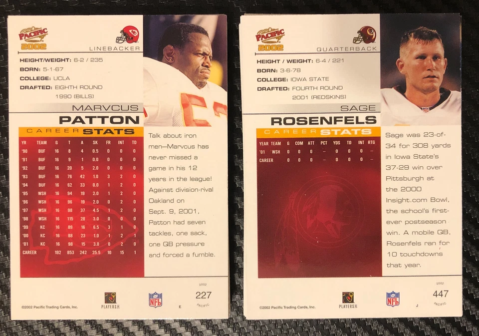 2002 Pacific Football Cards Singles You Pick - Image 2 of 2