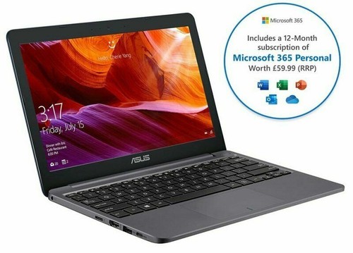 Asus E203 Intel Celeron 4GB 64GB eMMC 11" + 1 Year 365 Office Portable Laptop - Picture 1 of 5