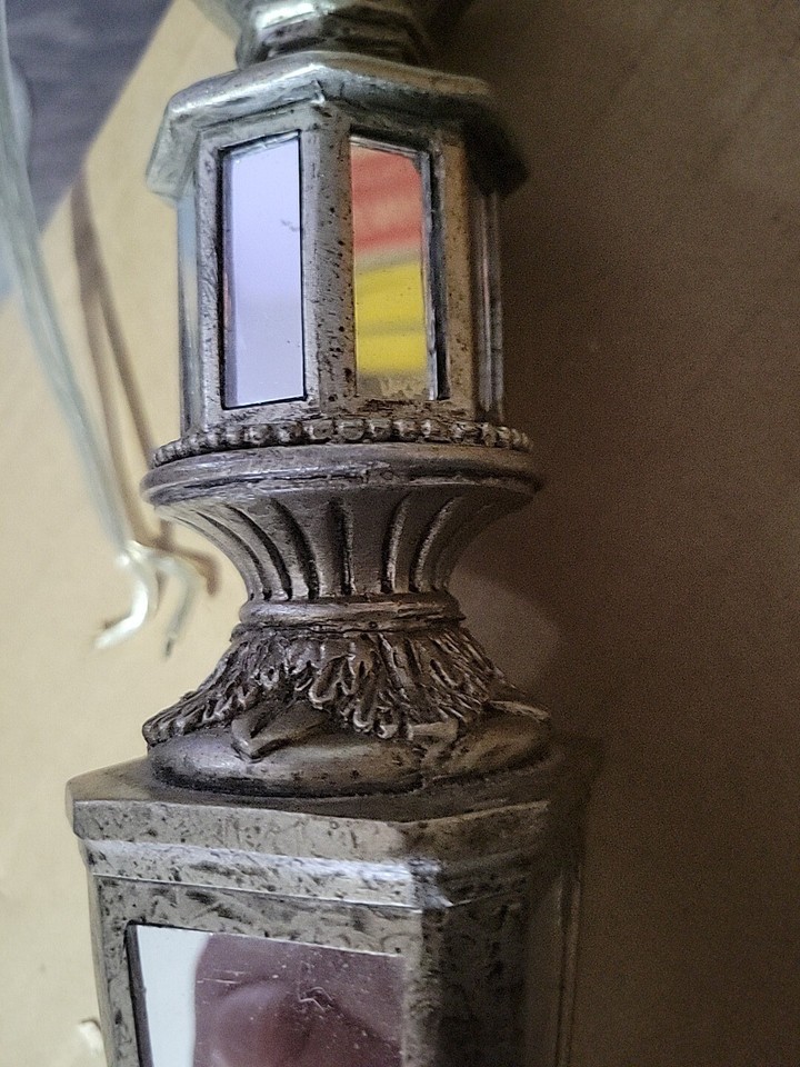 Decorative Resin Metaltone Table Lamp Fine Detail Mirror Inlays 16in