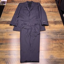 Bachrach Suit 40 Long Navy Blue Pinstripe Wool Pants 33 Waist Unhemmed New