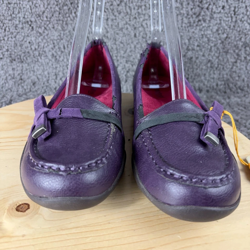 Mocasín Orthaheel Mae para mujer talla 9 púrpura imitación cuero sin cordones cómodo zapato plano Foto 2 de 4
