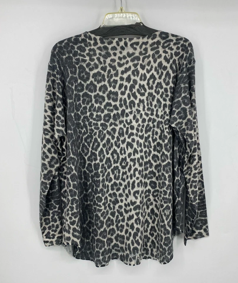 Top de manga larga con estampado de guepardo animal gris para mujer talla XL de Nally and Millie Foto 2 de 4
