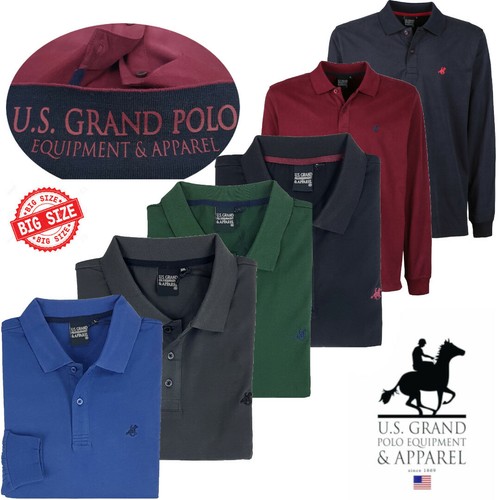 Polo Uomo Manica Lunga 100% Puro Cotone Tinta Unita Taglie Forti 3XL 4XL  5XL 6XL | eBay