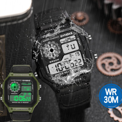 Digital Watch Men's Women's Sport Band Wrist LED Waterproof Chronograph Repeater