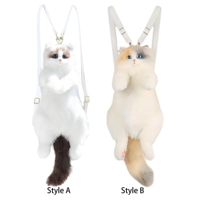 Süßer Plüsch Katze Rucksack Handtasche lebensecht Mode schöne Katze Stofftier Cartoon