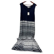 Calvin Klein Women’s Blue White Sun Dress Sleeveless Liner Built In