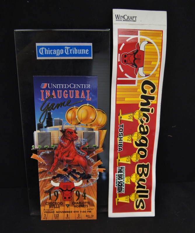 1994 Chicago Bulls United Center Inaugural Game Ticket - Vintage Bonus Sticker