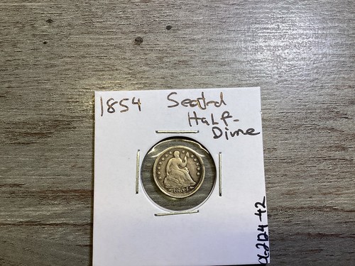 1854 - Seated Liberty Silber Half-Dime Semi-Key Date U.S. Coin - 062124-42