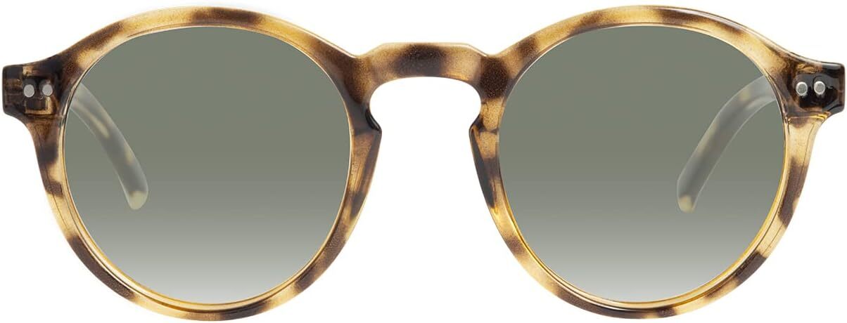 Kolo Harrison Premium Italian Sunglasses, Classic Round Style, Light Tortoise
