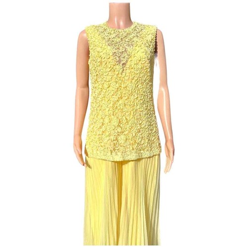 Vintage Lane Bryant Yellow Jumpsuit Palazzo Pant Floral Pattern Top Size XL - Picture 3 of 16