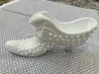 Vintage White Hobnail Milk glass slipper