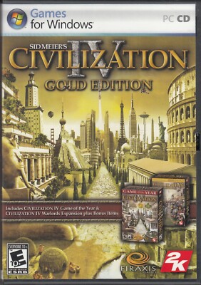 Civilization IV Gold Edition - Complete 4 discs Poster Spec Charts & Manual - PC