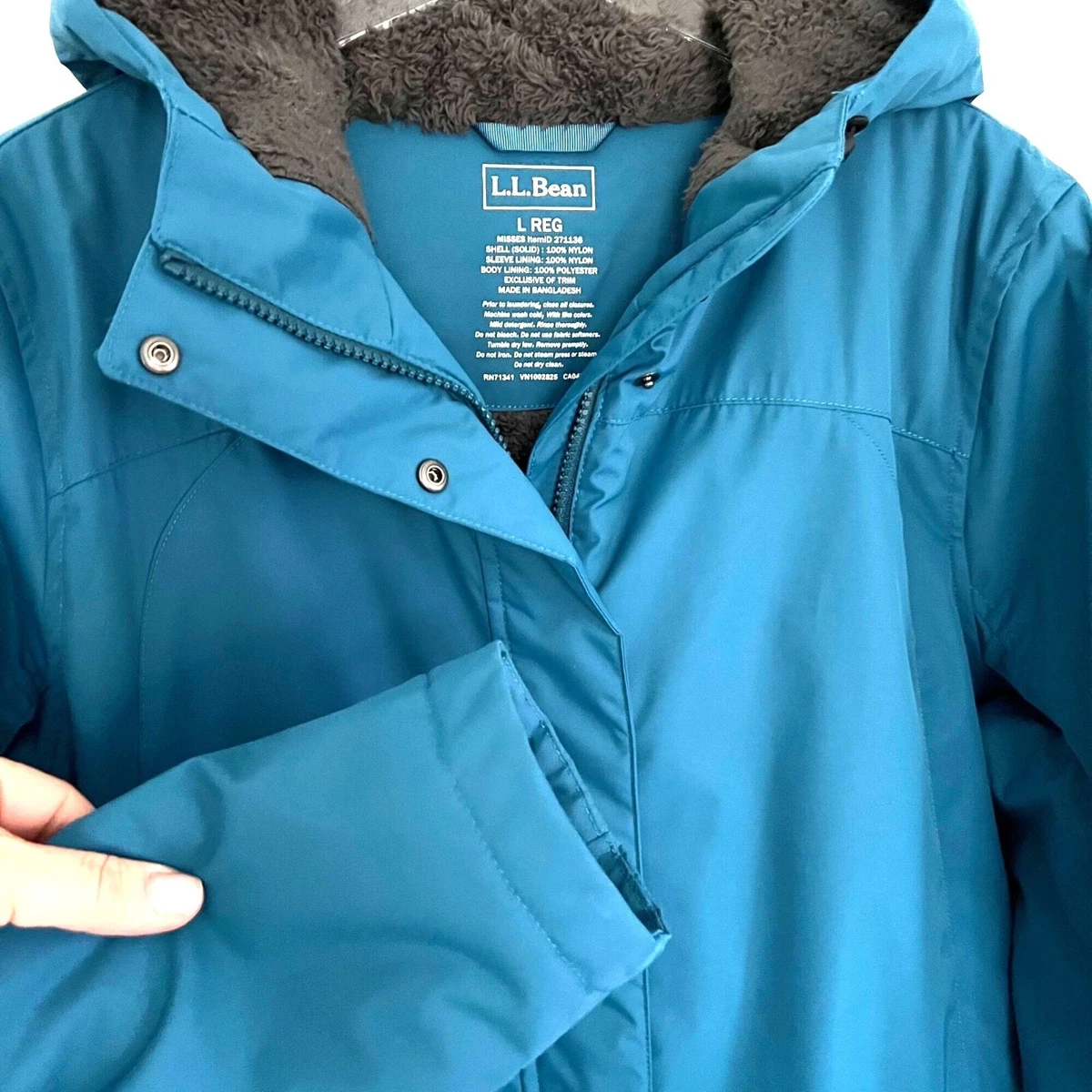 LL Bean Womens Winter Warmer Jacket Coat Size Large Mallard Teal