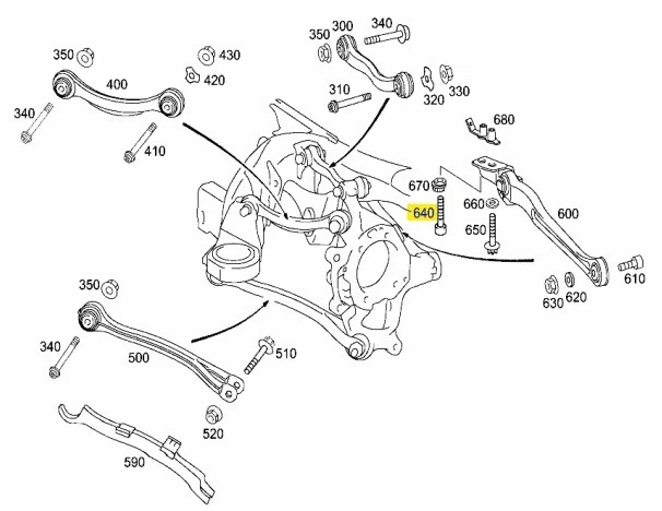 A0139901301 MERCEDES W211 R230 TIE ROD TO REAR SUBFRAME SCREW