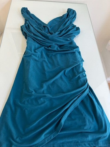 Spense turqouise fitted lined flattering evening dress Size 12/14 - Picture 4 of 9
