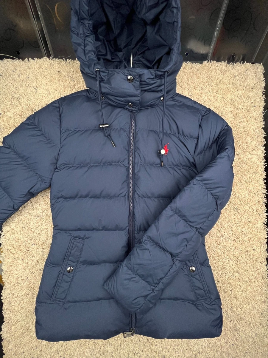 Polo Ralph Lauren $298 Down Puffer Jacket Womens Size XS Full Zip Blue Warm