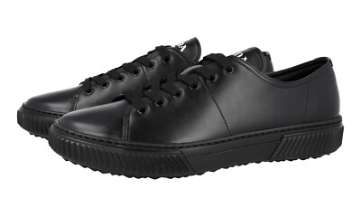 PRADA STRATUS SNEAKER SCHUHE 4E3428 KOMPLETT SCHWARZ LEDER SELTEN
