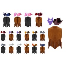 Kids Girls Set Fringe Cowboy Costume Performance Outfits Carnival Bandana Soft