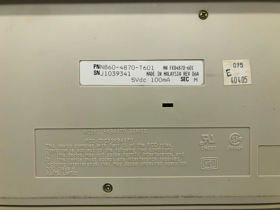 Teclado Fujitsu FKB4870 SERIES FCC ID:C9SKB4870 Foto 4 de 4