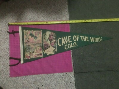 VINTAGE Pennant CAVE OF THE WINDS - FULL SIZE - MANTOU SPRINGS CO - THE NARROWS