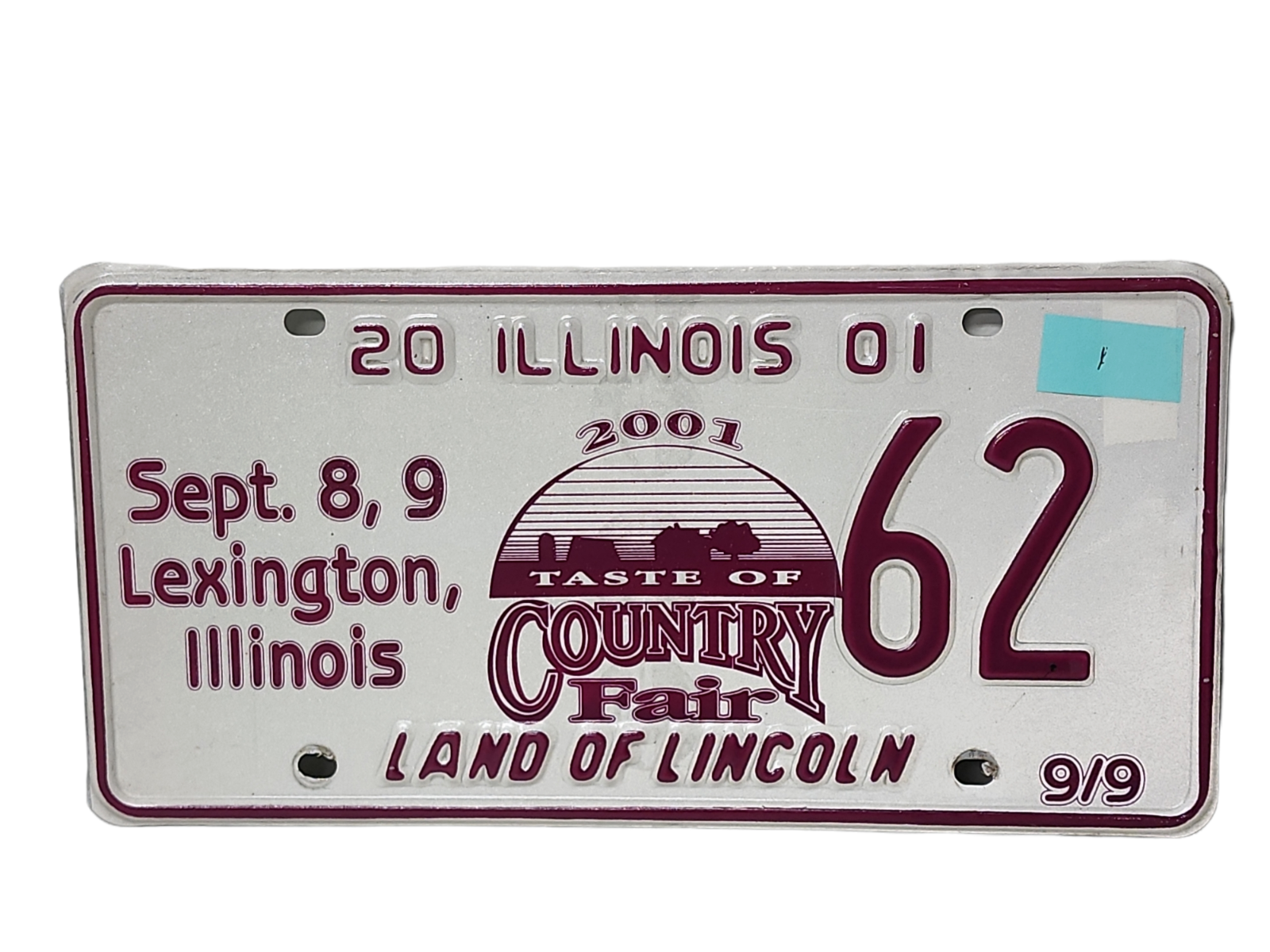 2001 IL Special Event License Plate 62 Taste Of Country Fair Lexington 2001-il-special-event-license-plate-62-taste-of-country-fair-lexington