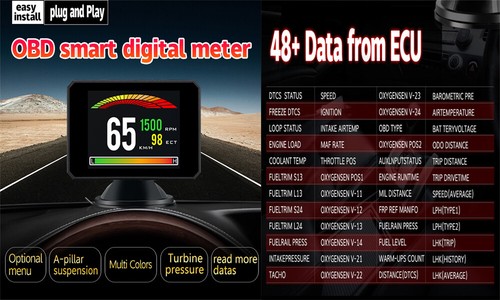 Car OBD2 HUD Head Up Display Speedometer Alarm Oil Water Temp Gauge Monitor -AU - Picture 13 of 24